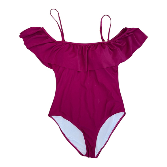 Funny Girl Ruffle One-Piece Swimsuit, Magenta Purple, Size M - Picture 1 of 5